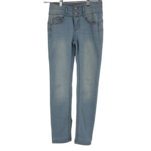 Womens Wax Jeans Size 1 Jr Crop Skinny Light Wash Butt I Love You Wide Belt 0561